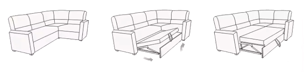 Схема трансформации диванов с механизмом Дельфин