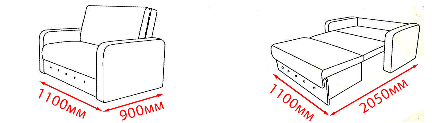 Схема дивана Валенсия-2 с габаритными размерами