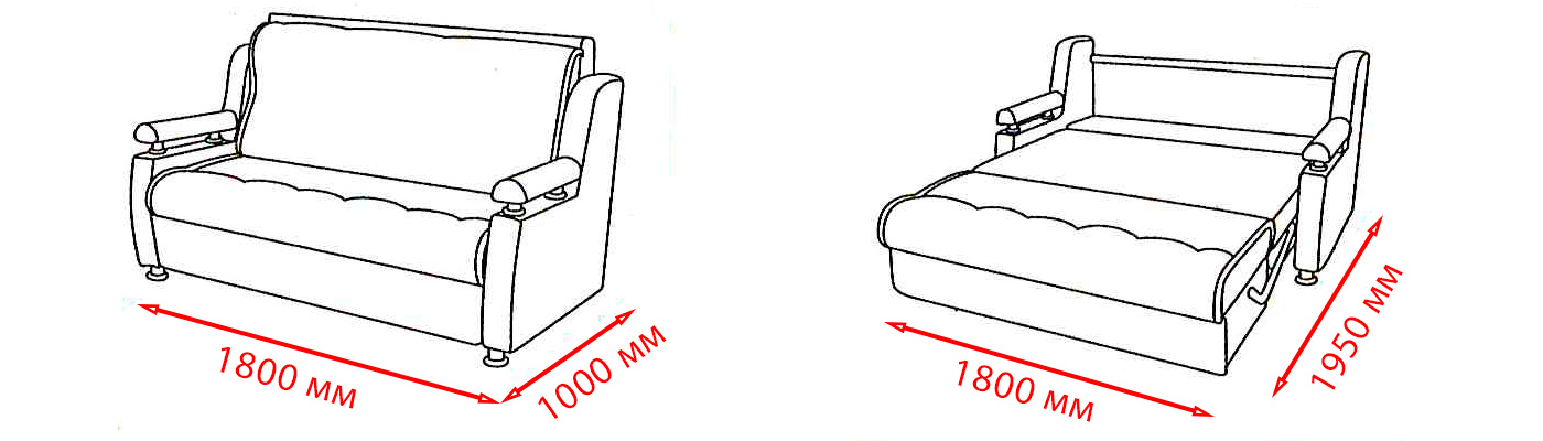 Схема дивана Валенсия 3 со спальным местом 1500х1900 мм