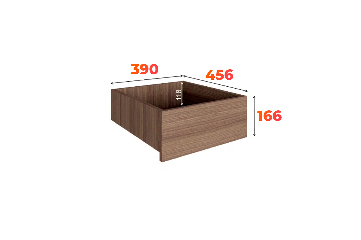 Схема ящика для пенала 450 из модульной мебели Роза