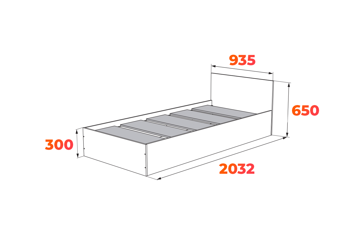 Схема кровати Мори КРМ 900.1 с размерами