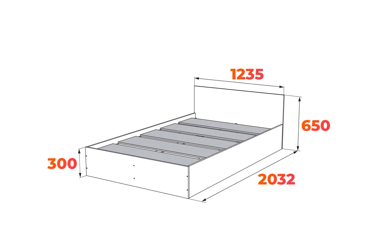 Схема кровати КРМ 1200.1 с размерами