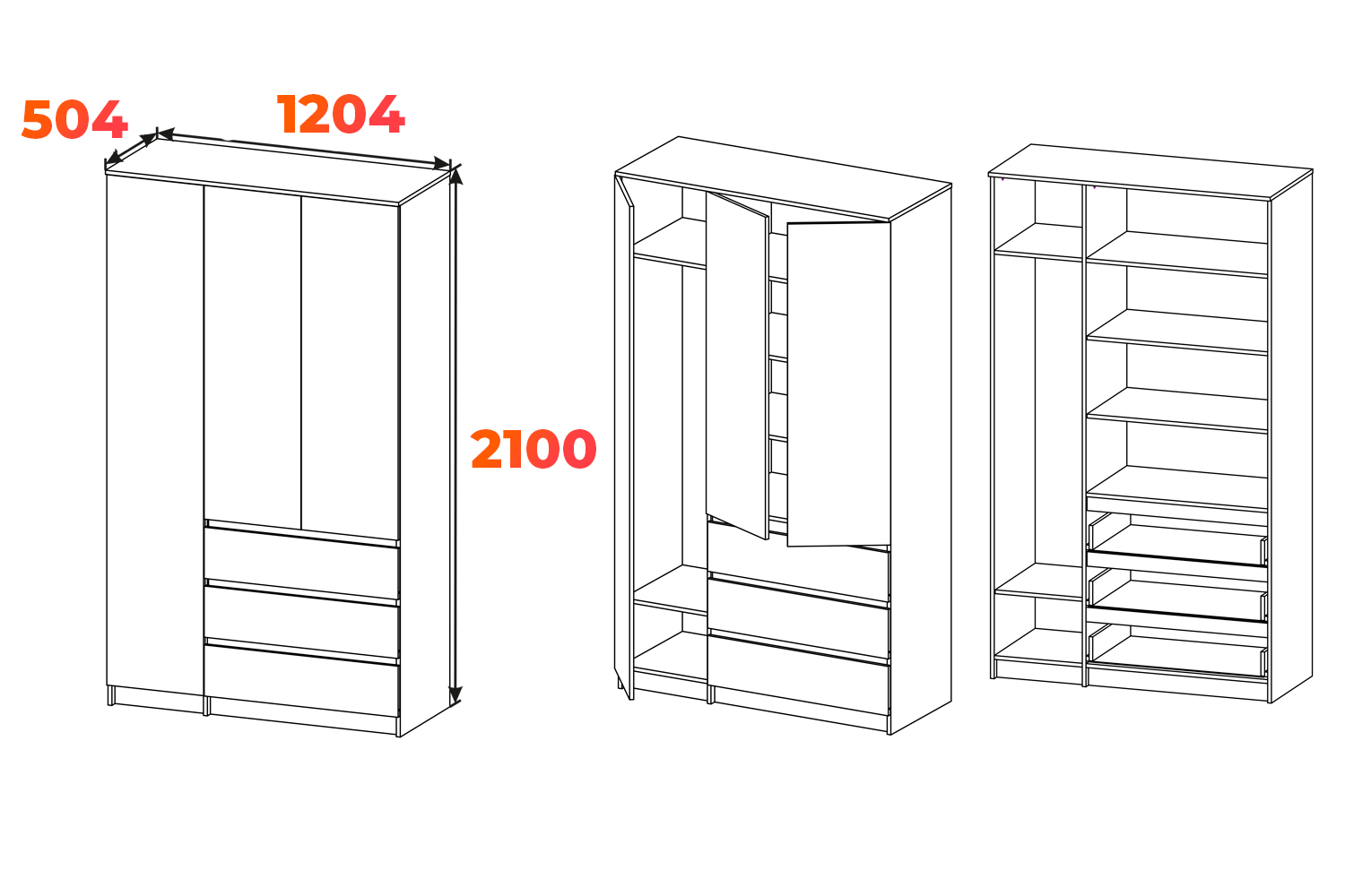 Схема шкафа Мори МШ 1200.1 с размерами