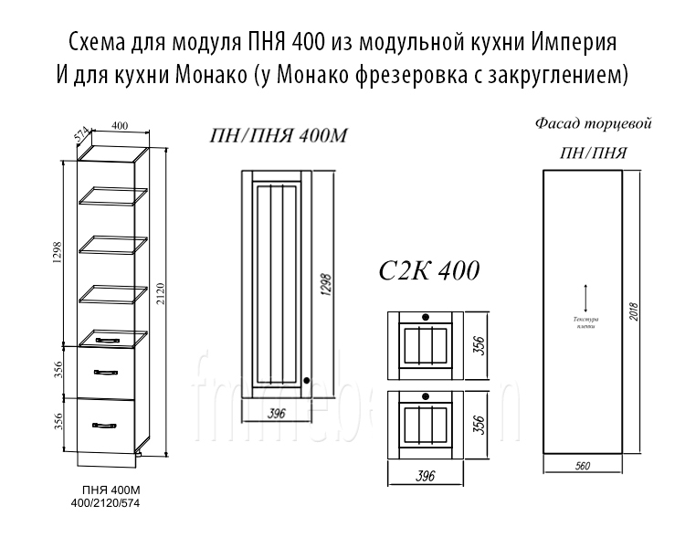 Схема пенала ПНЯ 400 Империя