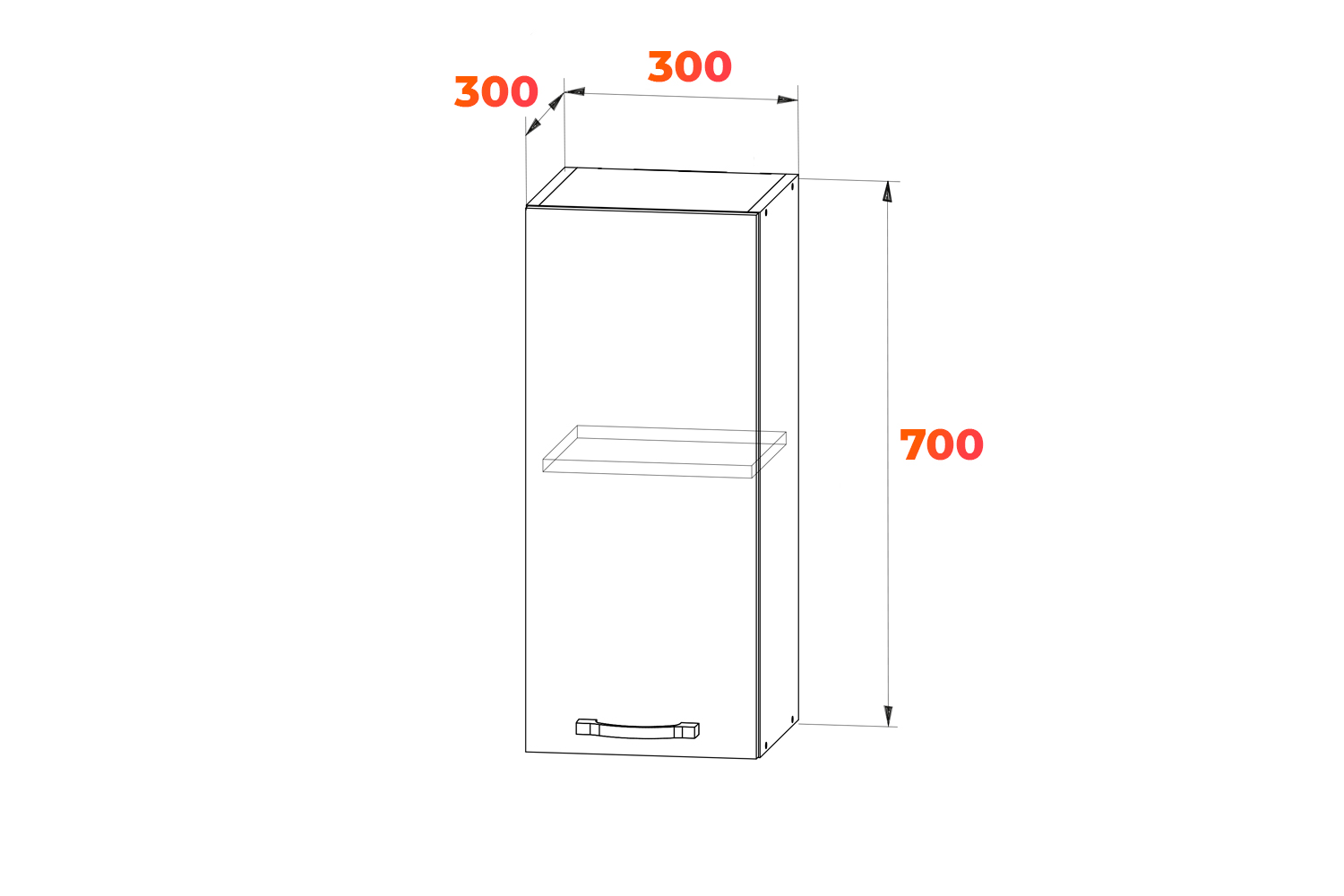 Схема навесного шкафа П 300 для кухни