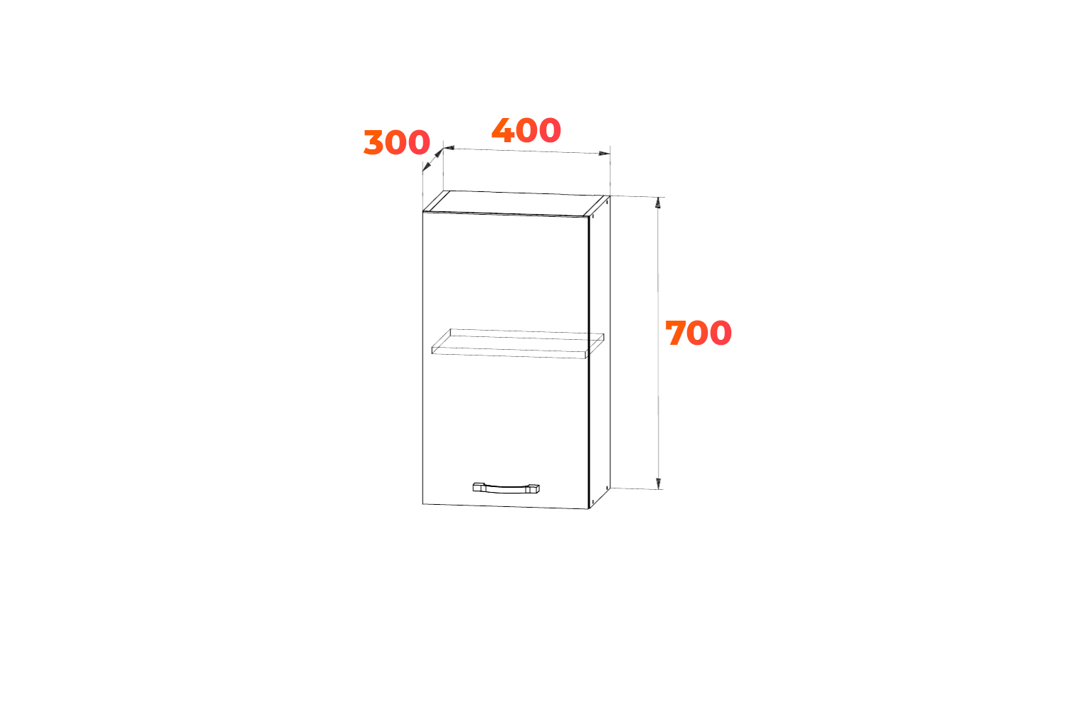 Схема навесного шкафа П 400х700hх300