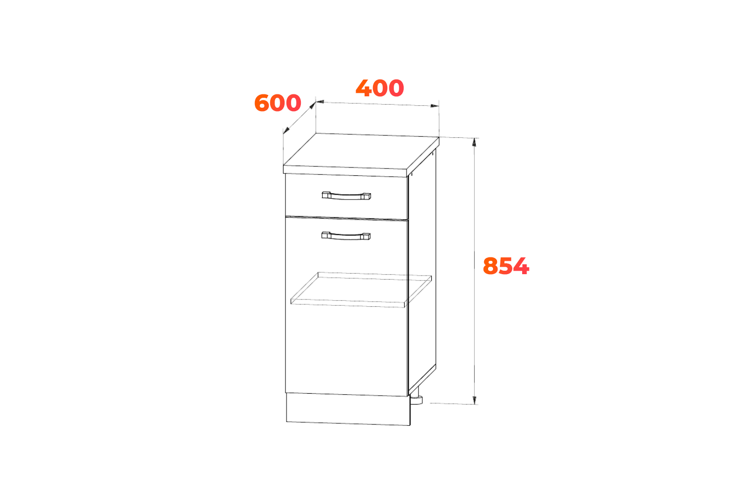 Схема рабочего стола С1Я 400 с ящиком 