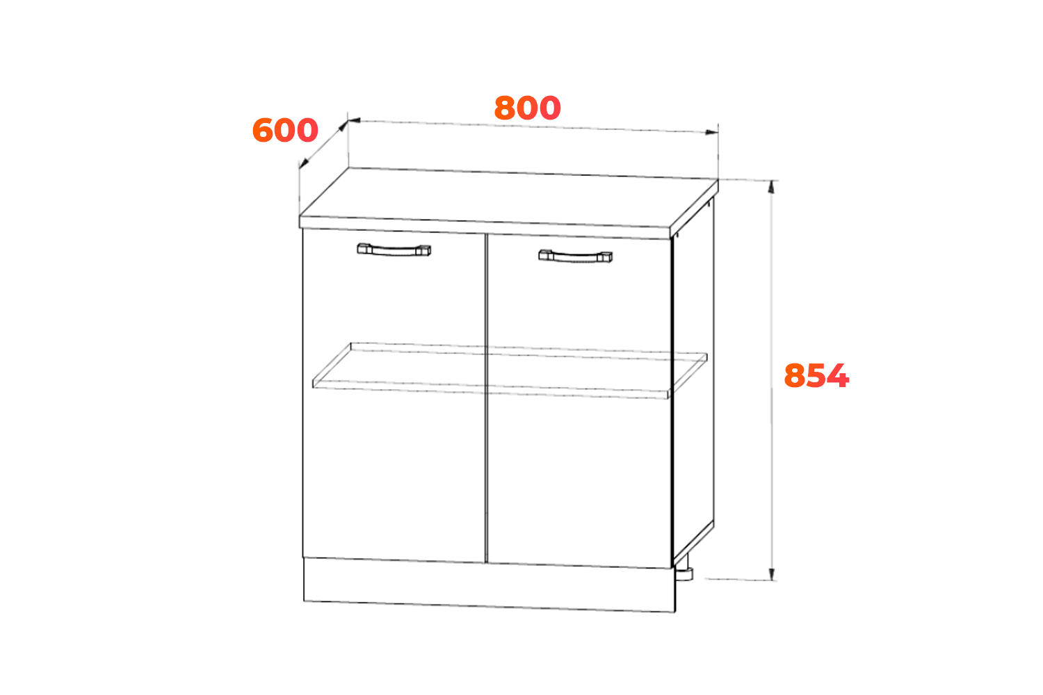 Схема кухонного рабочего стола С 800