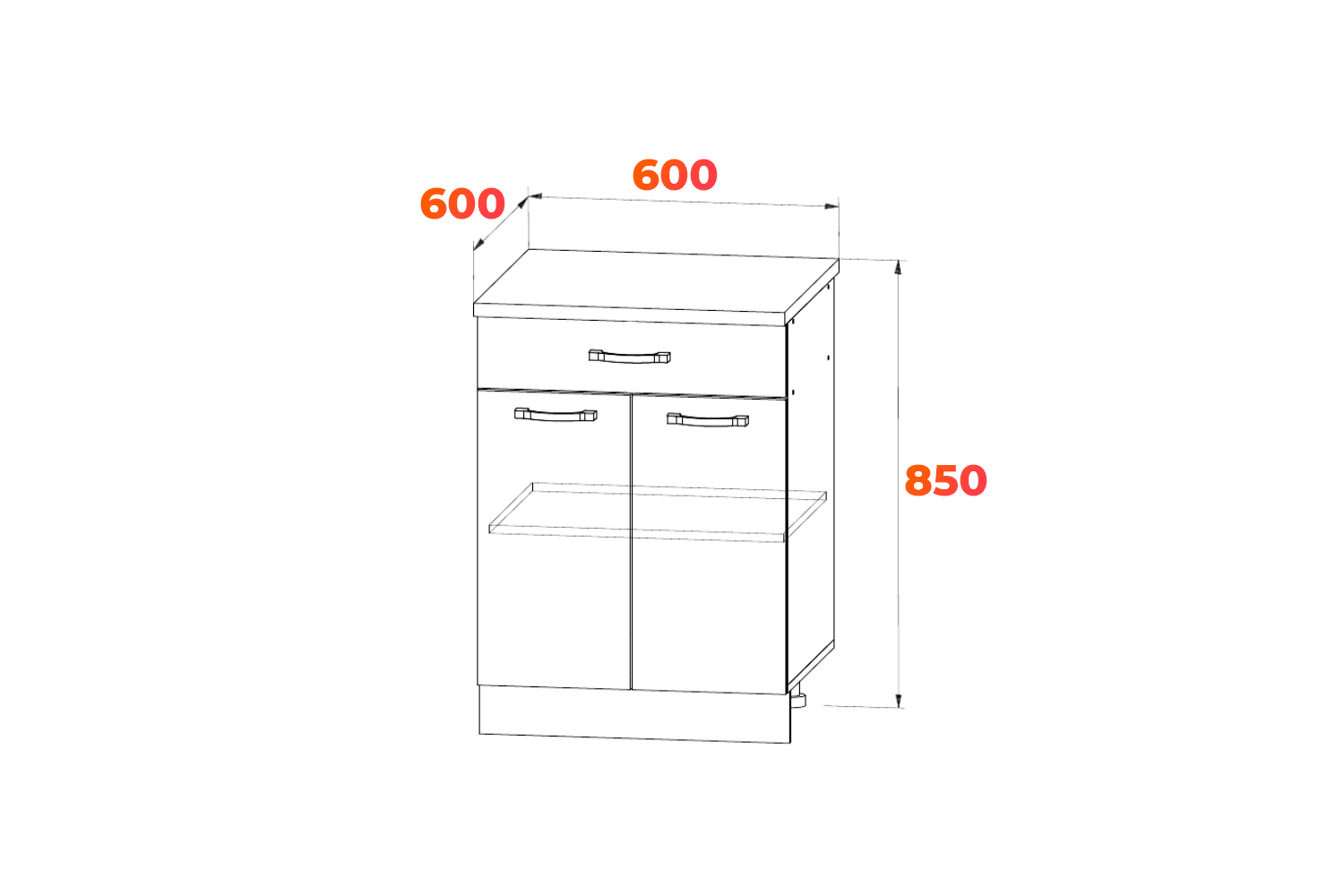 Схема стола С1ЯШ 600 с размерами