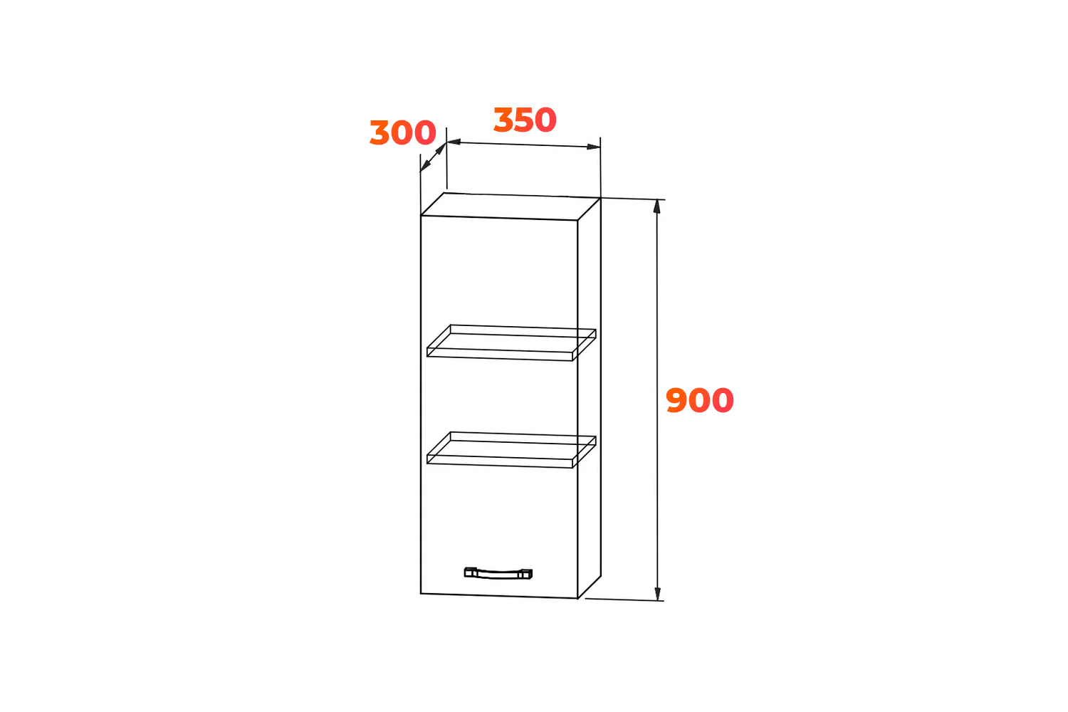 Схема навесного кухонного шкафа ВП 350