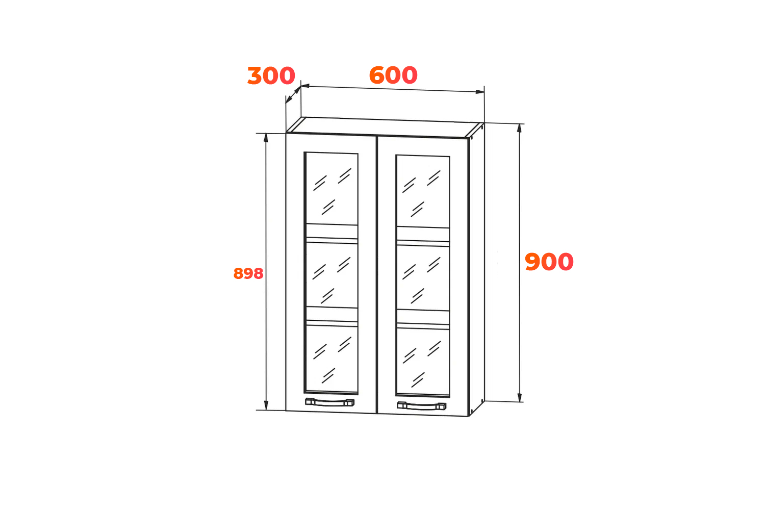 Схема навесного шкафа витрины ВПС 600