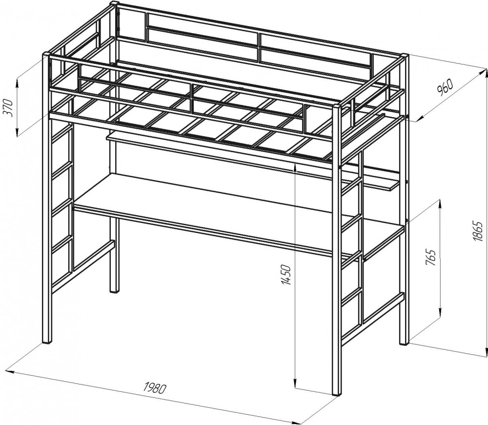 Схема кровати чердака Севилья-1 с размерами