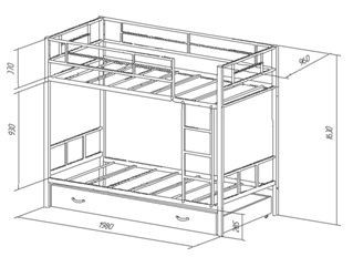 Схема двухъярусной кровати Севилья 2Я