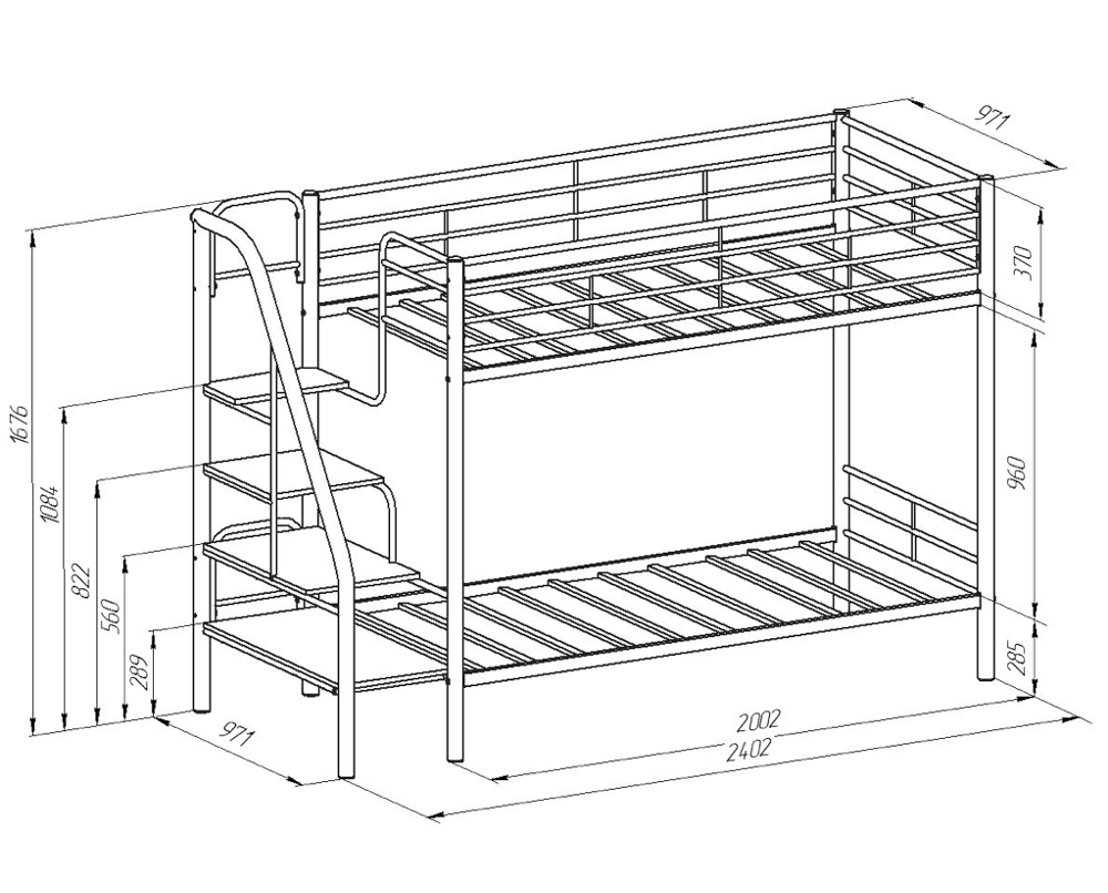 Схема 2-х ярусной кровати Толедо-Я