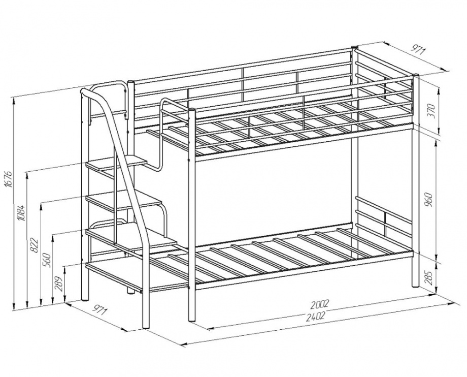 Схема 2-х ярусной кровати Толедо