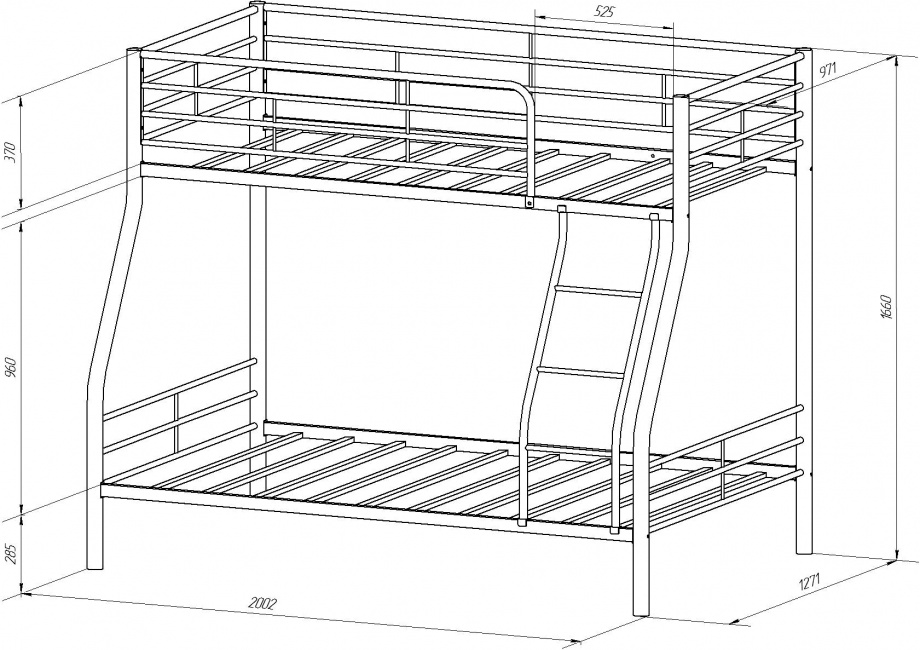 Схема каркаса для кроватей серии Гранада-2
