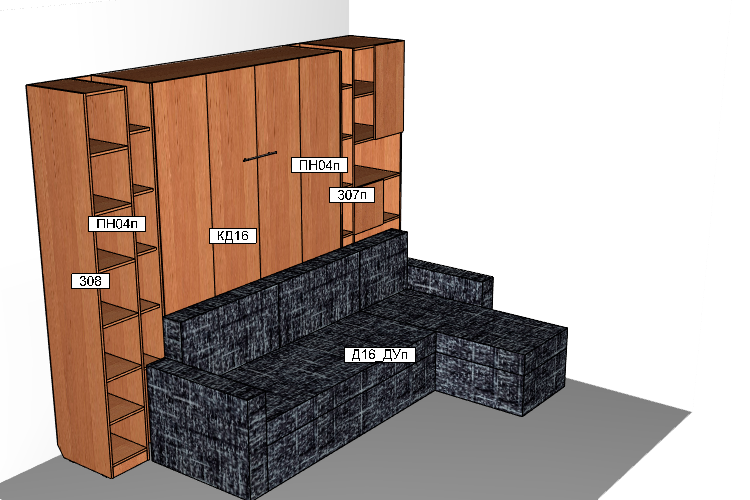 Схема гарнитура А68 с подъемной кроватью и диваном
