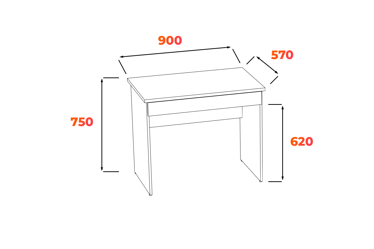Схема письменного стола Гарун А771 с размерами