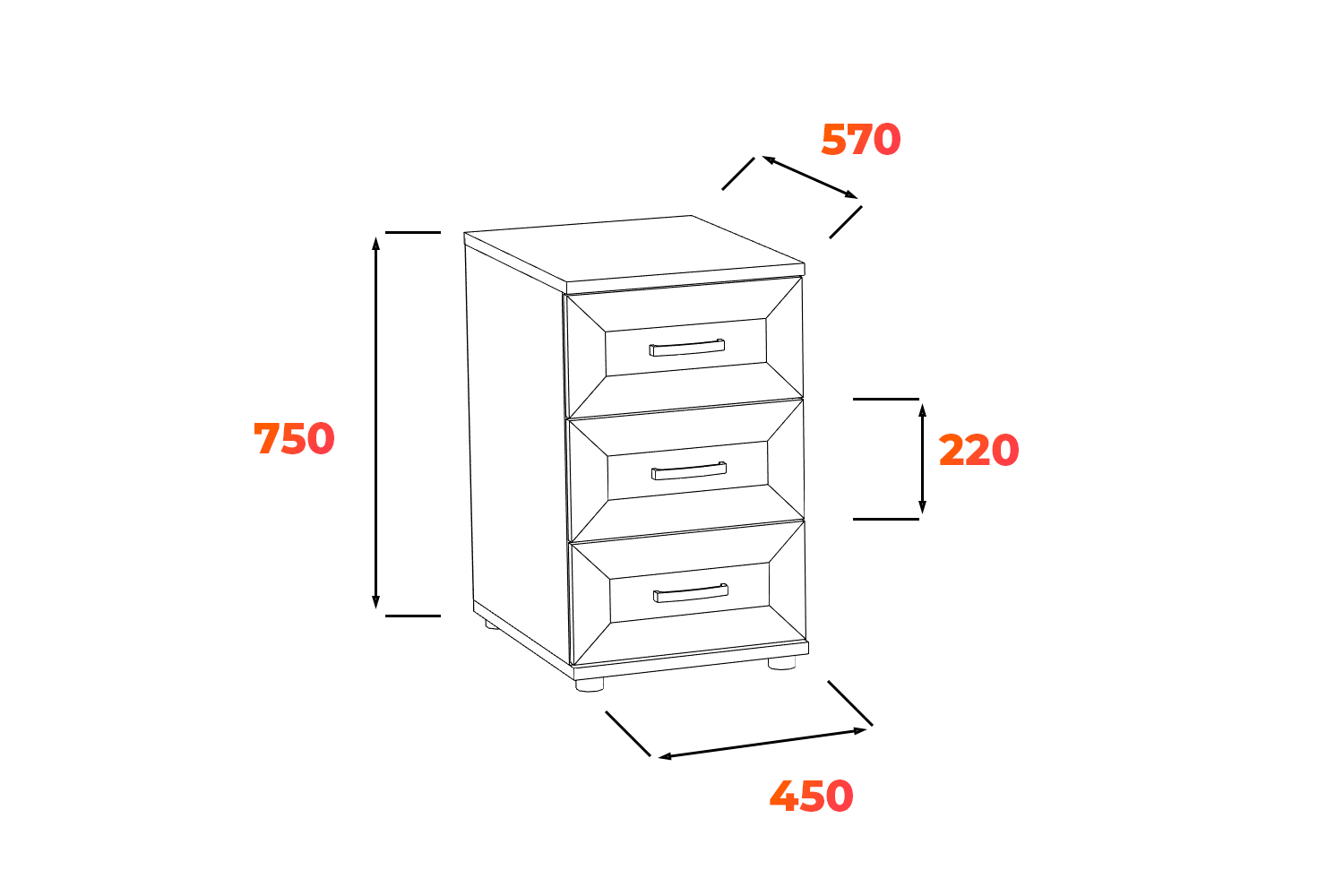 Схема комода тумбы 171.03 с размерами