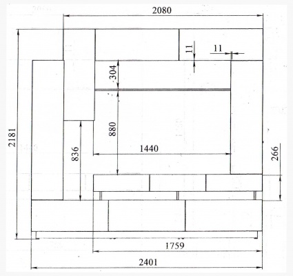 Схема мини стенки Гарун СТ02 с размерами