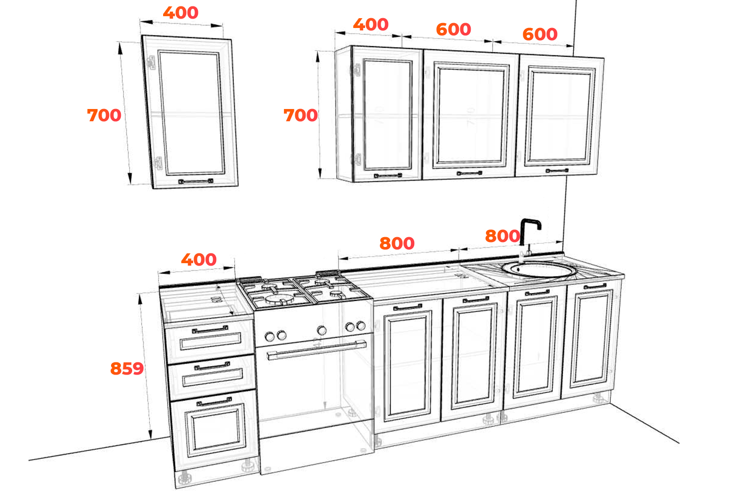 Схема кухни Капри 200 см