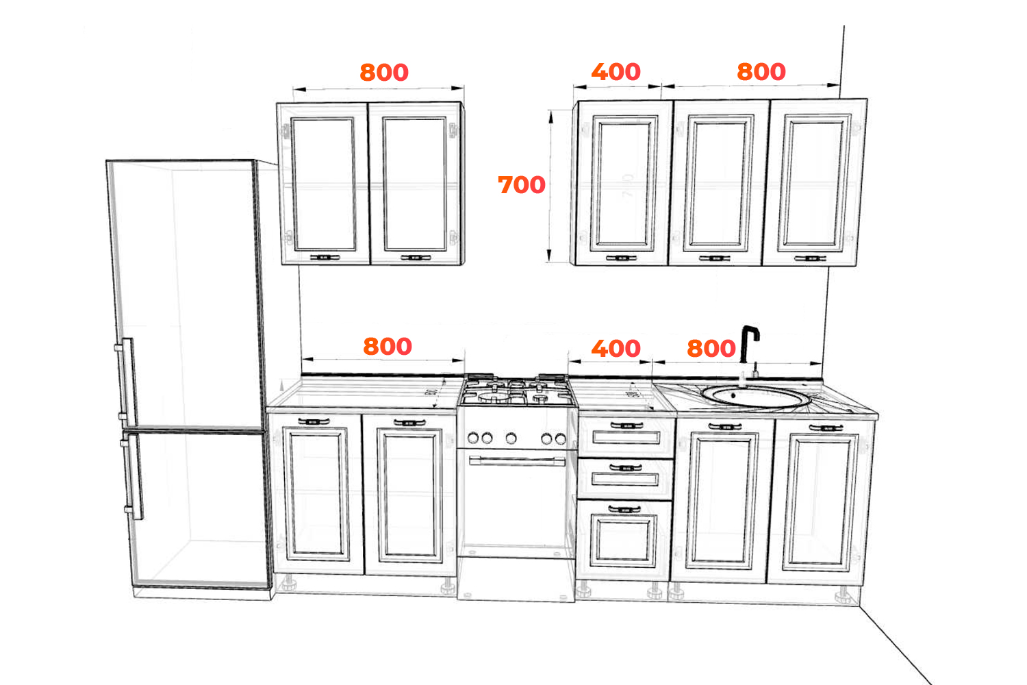 Схема кухни Капри 2000х2159hх600 мм