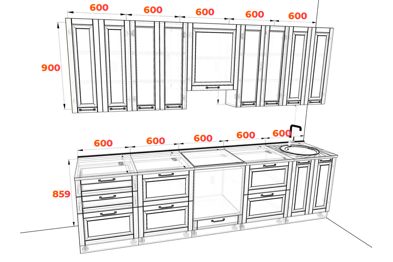 Схема кухни Гарда 3 метра