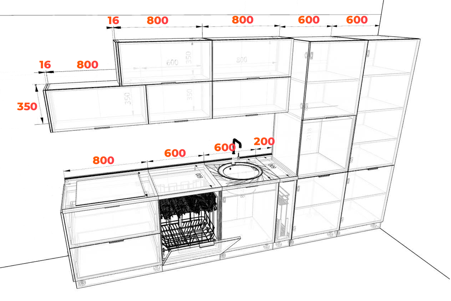 Схема кухни Мелисса 3400 мм