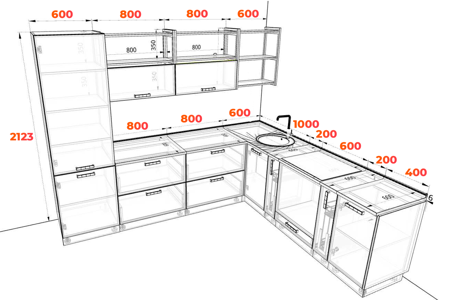 Схема кухни Ройс 280х242 см