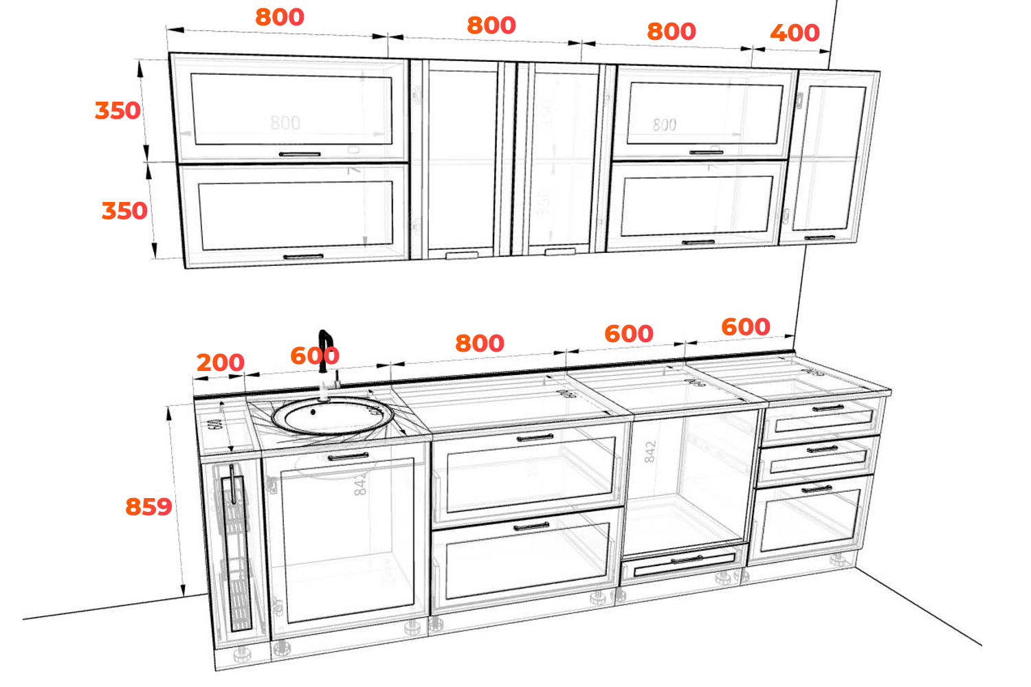 Схема кухни Квадро