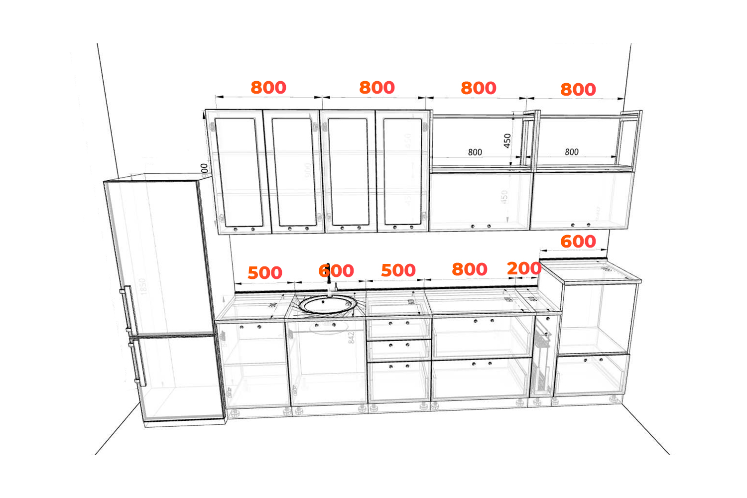 Схема кухни Лофт 3,2 метра