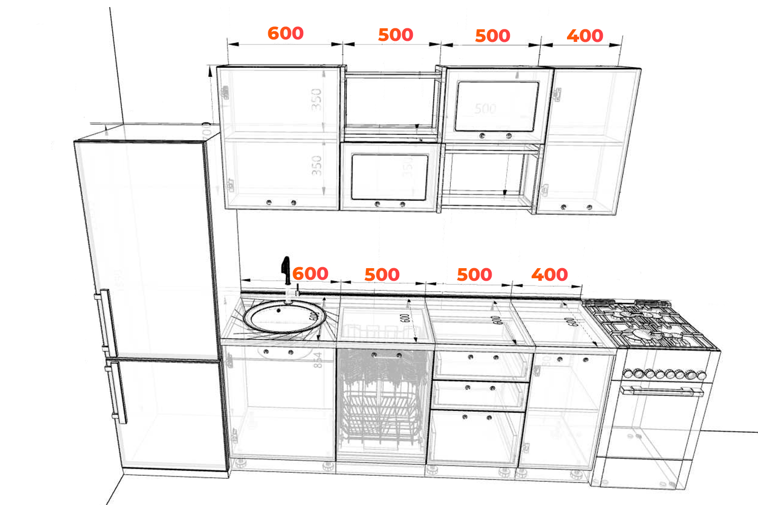 Схема кухни Лофт 200 см