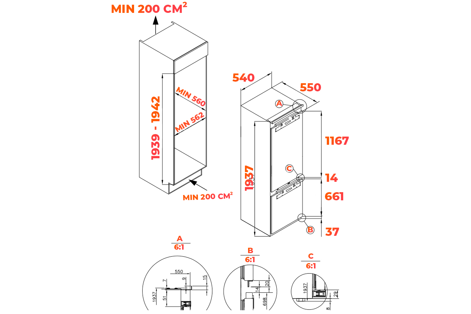 Схема встраиваемого холодильника Маунфилд mbf193slfw