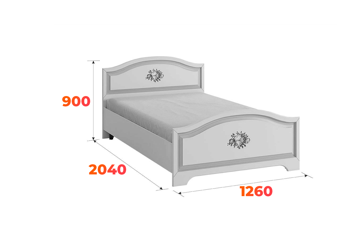 Схема кровати Алиса со спальным местом 1200х2000
