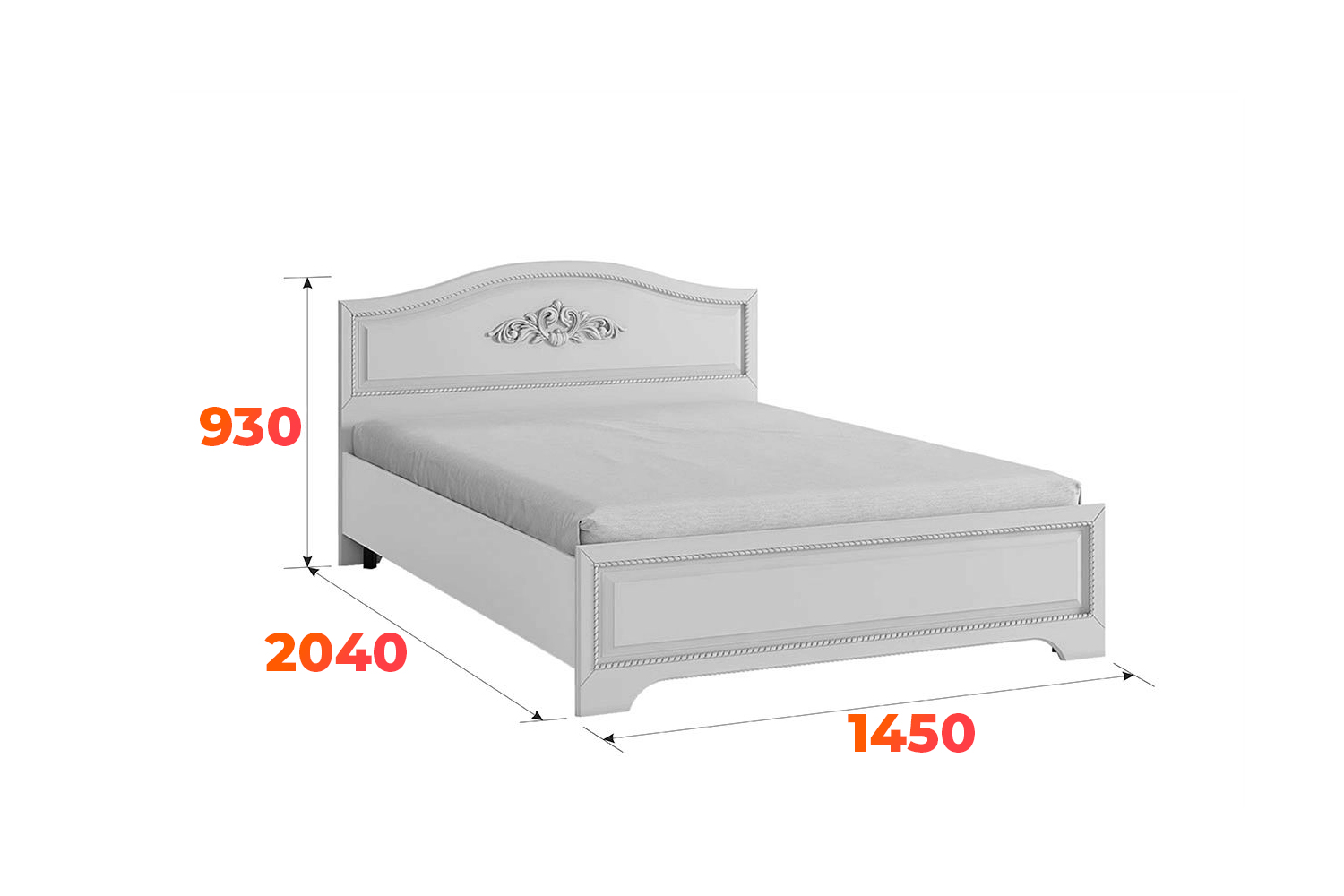 Схема кровати Белла со спальным местом 1400х2000
