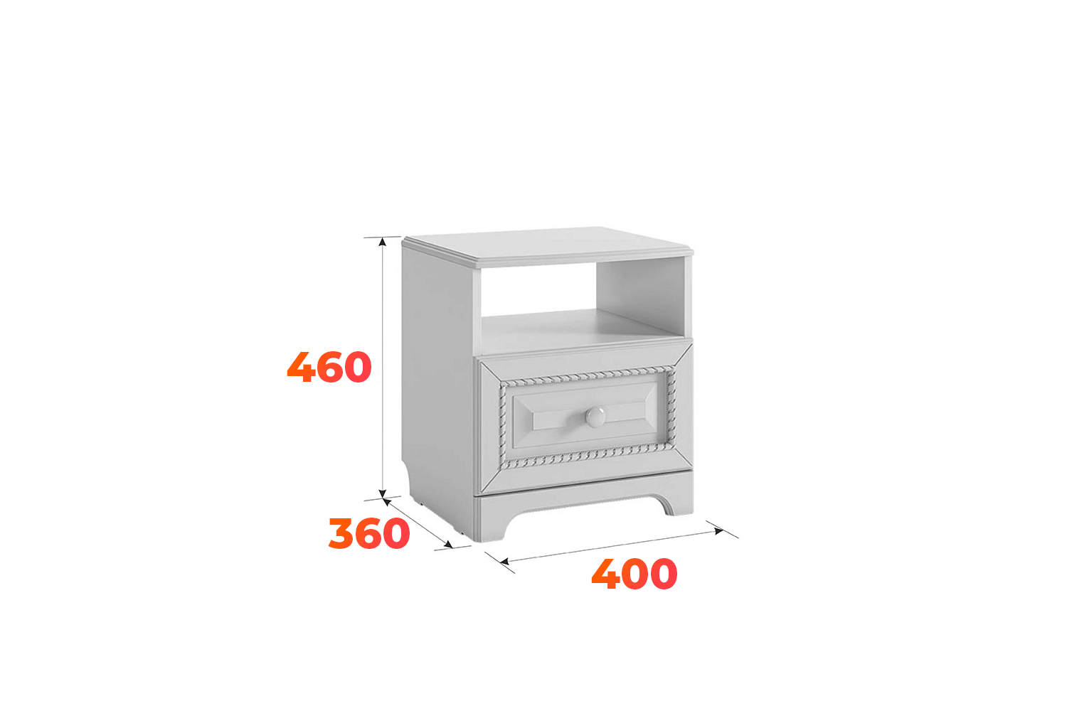 Схема прикроватной тумбы Белла с размерами