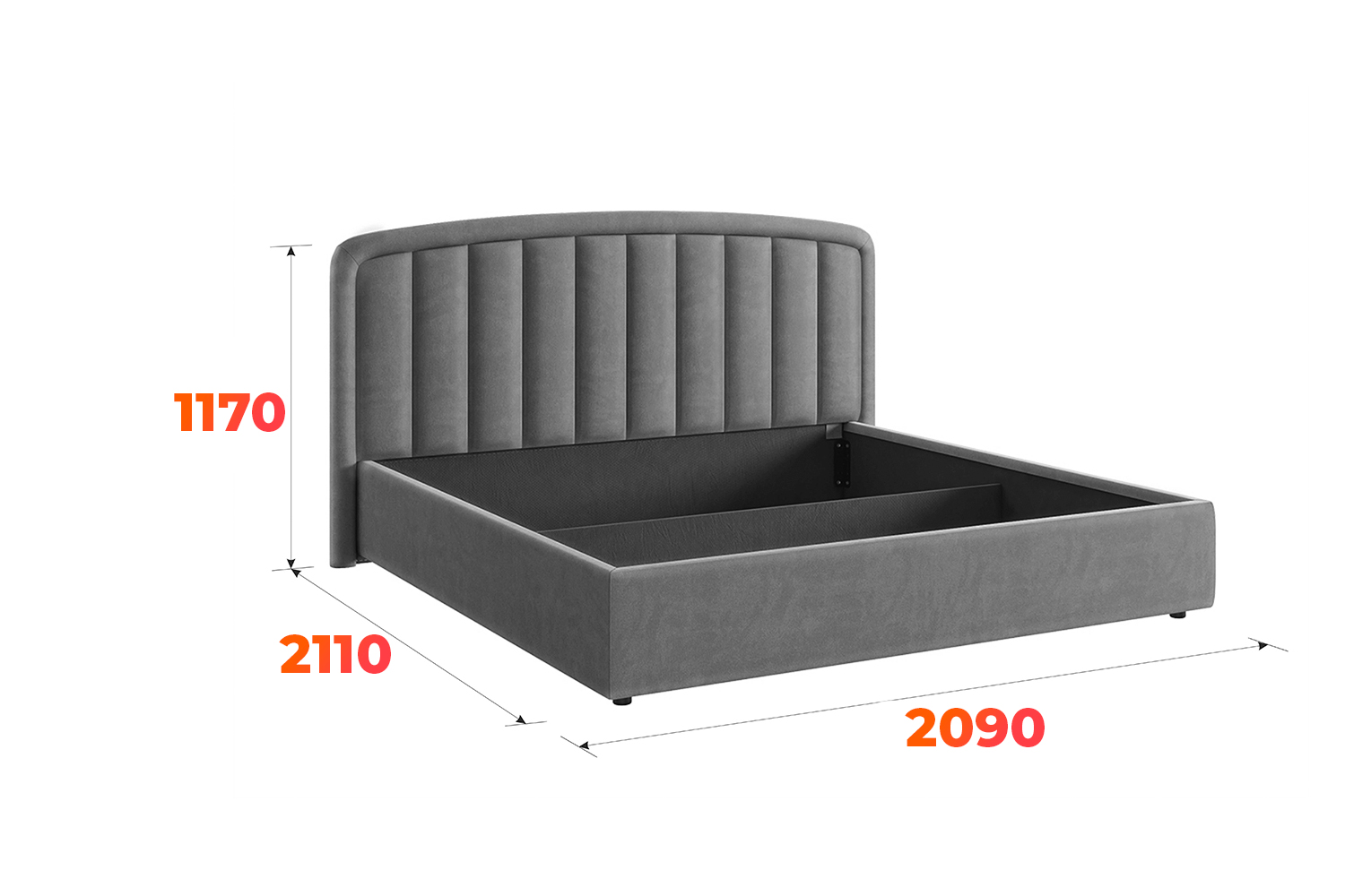 Схема каркаса кровати Сиена-2 с размерами