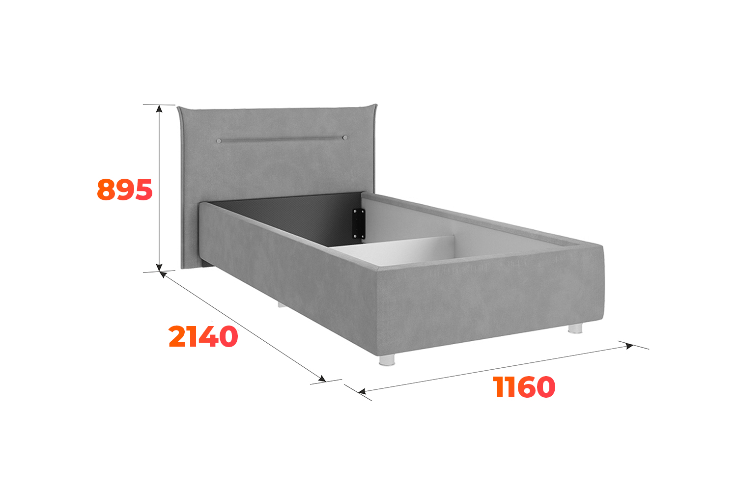 Схема кровати Альба со спальным местом 900х2000
