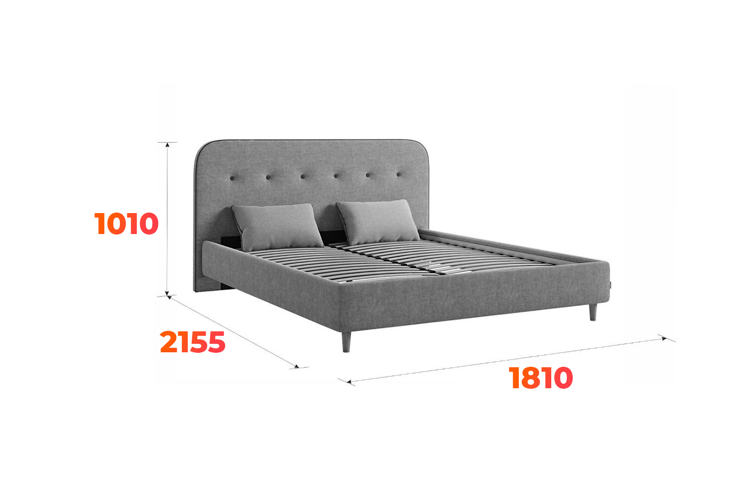 Схема кровати Лео 160х200 см с габаритными размерами