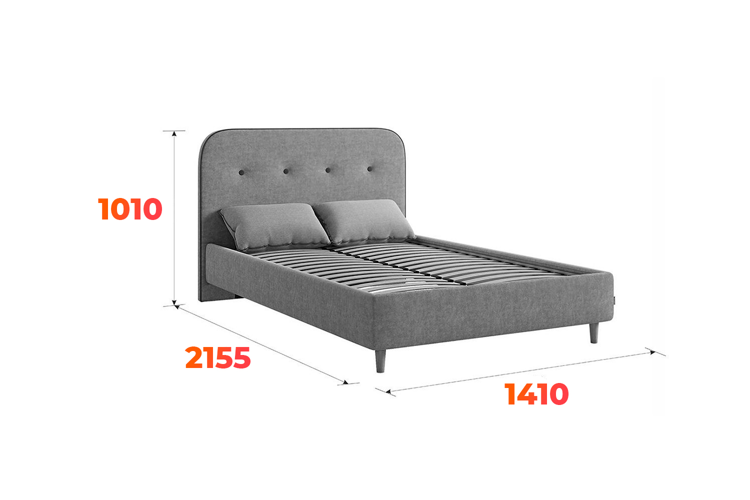 Схема с габаритными размерами для кровати Лео 120х200 см