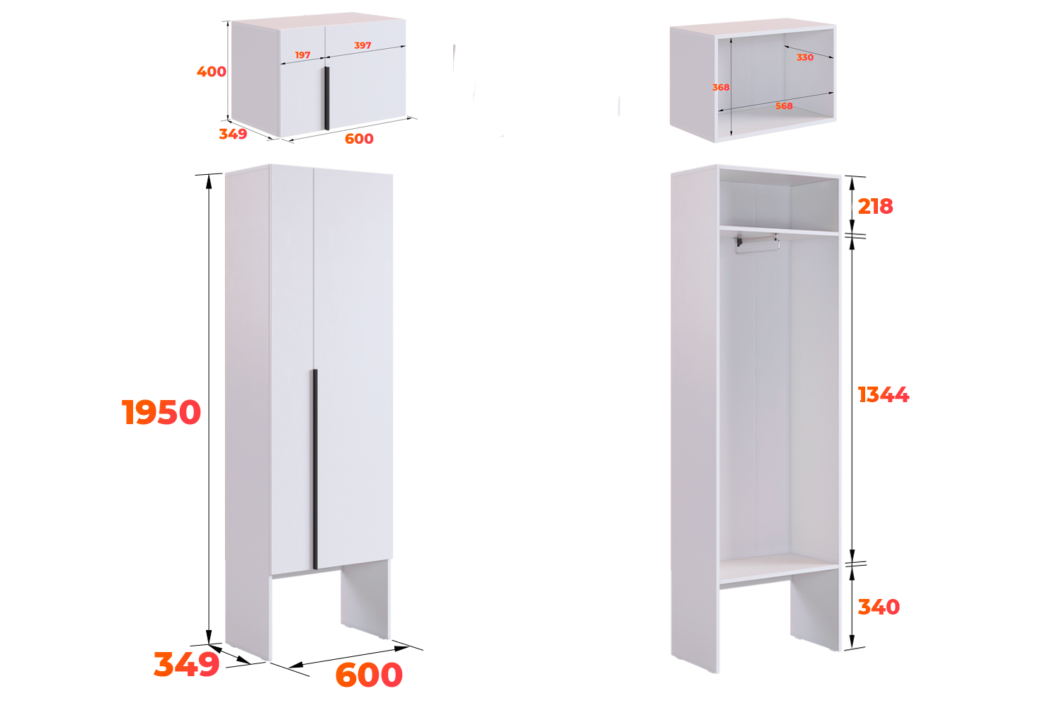 Схема шкафа Баско L600 с антресолью