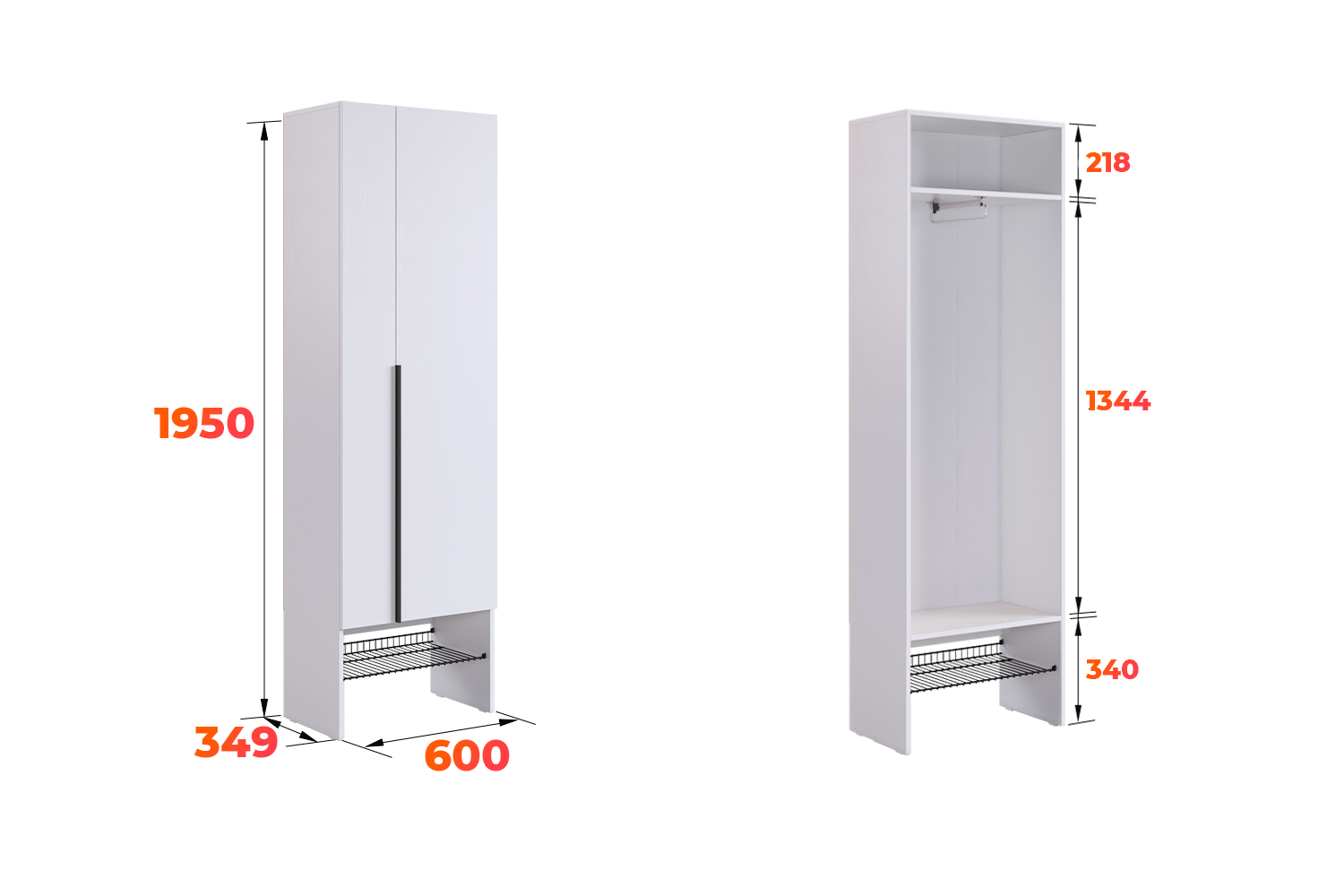 Схема шкафа Баско L600 с обувницей