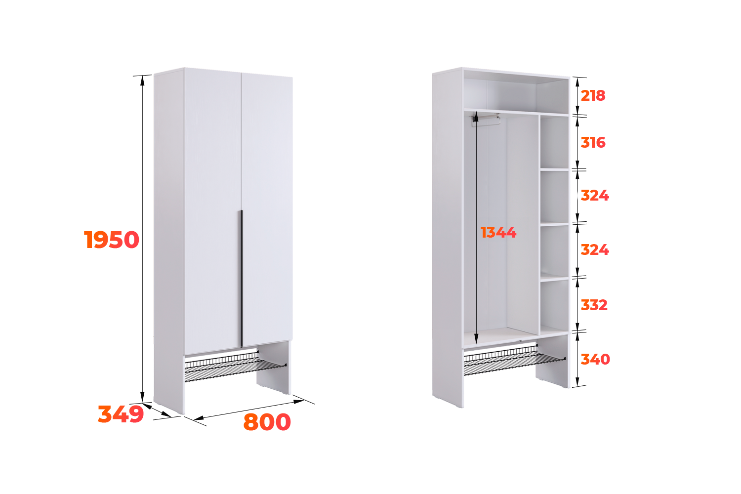 Схема шкафа Баско L800 с обувницей