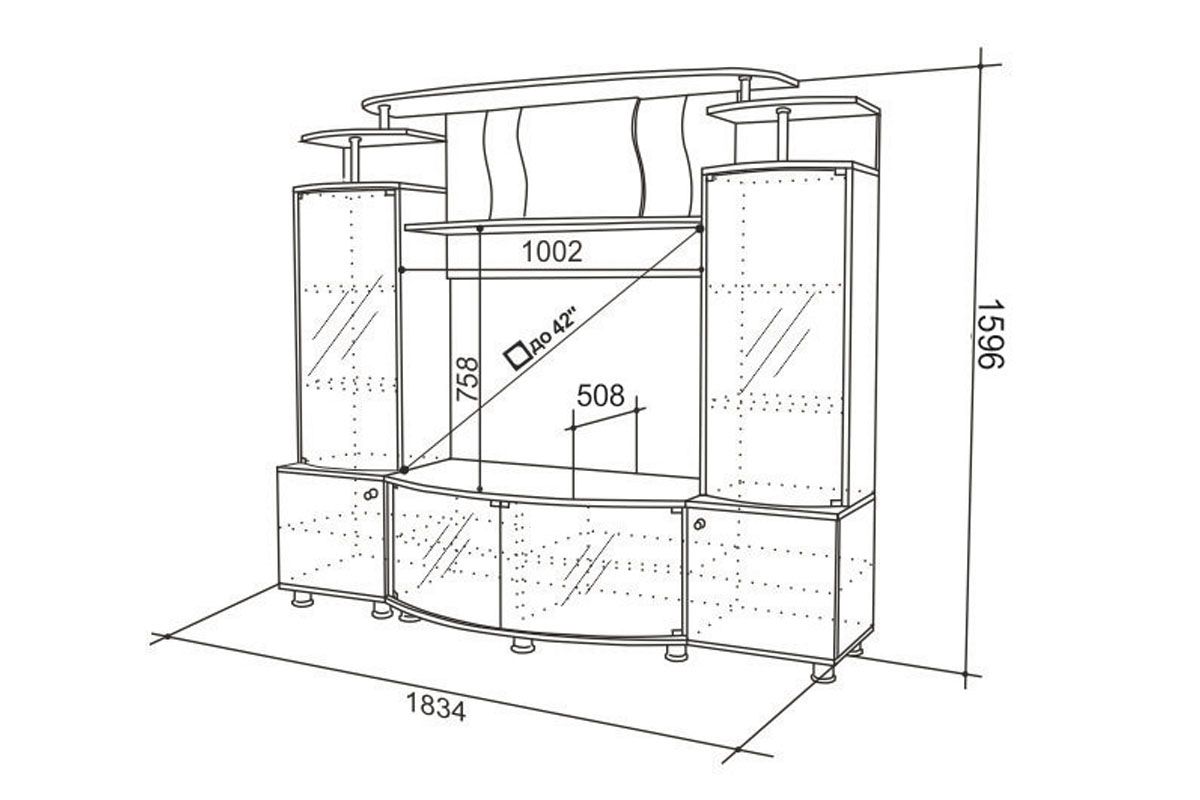 стенка для гостиной с размерами