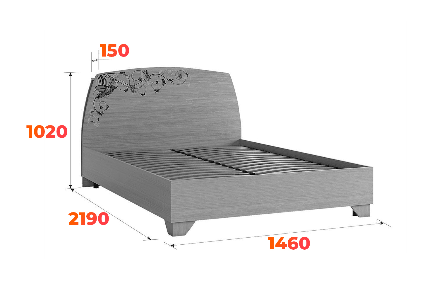 Схема кровати Виктория-2 со спальным местом 140х200