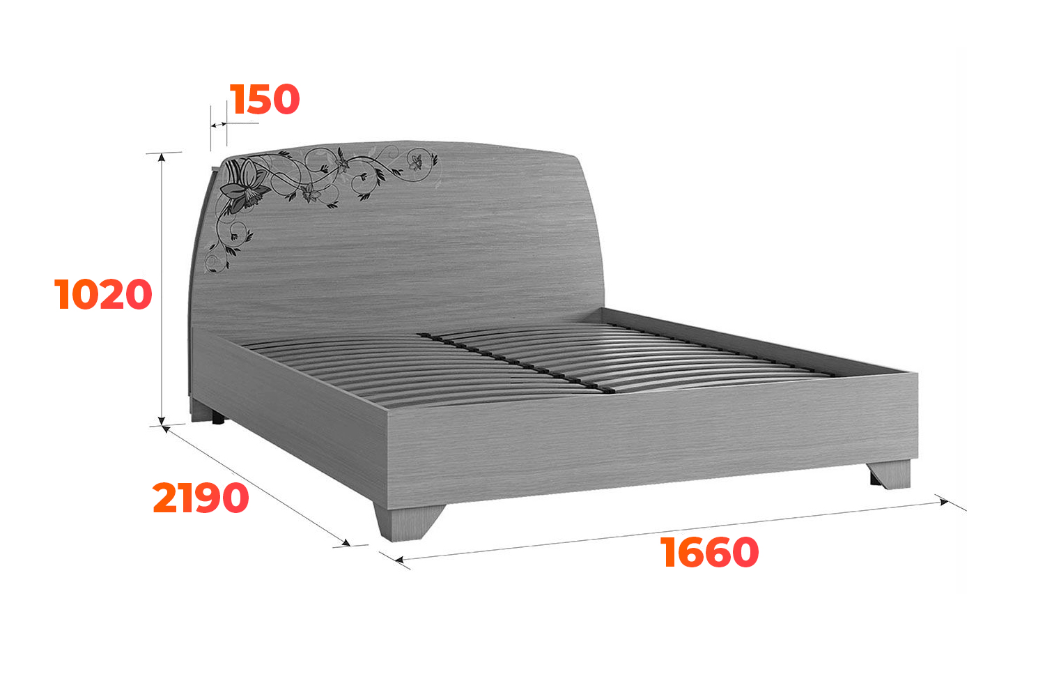 Схема кровати Виктория-2 со спальным местом 160х200 см