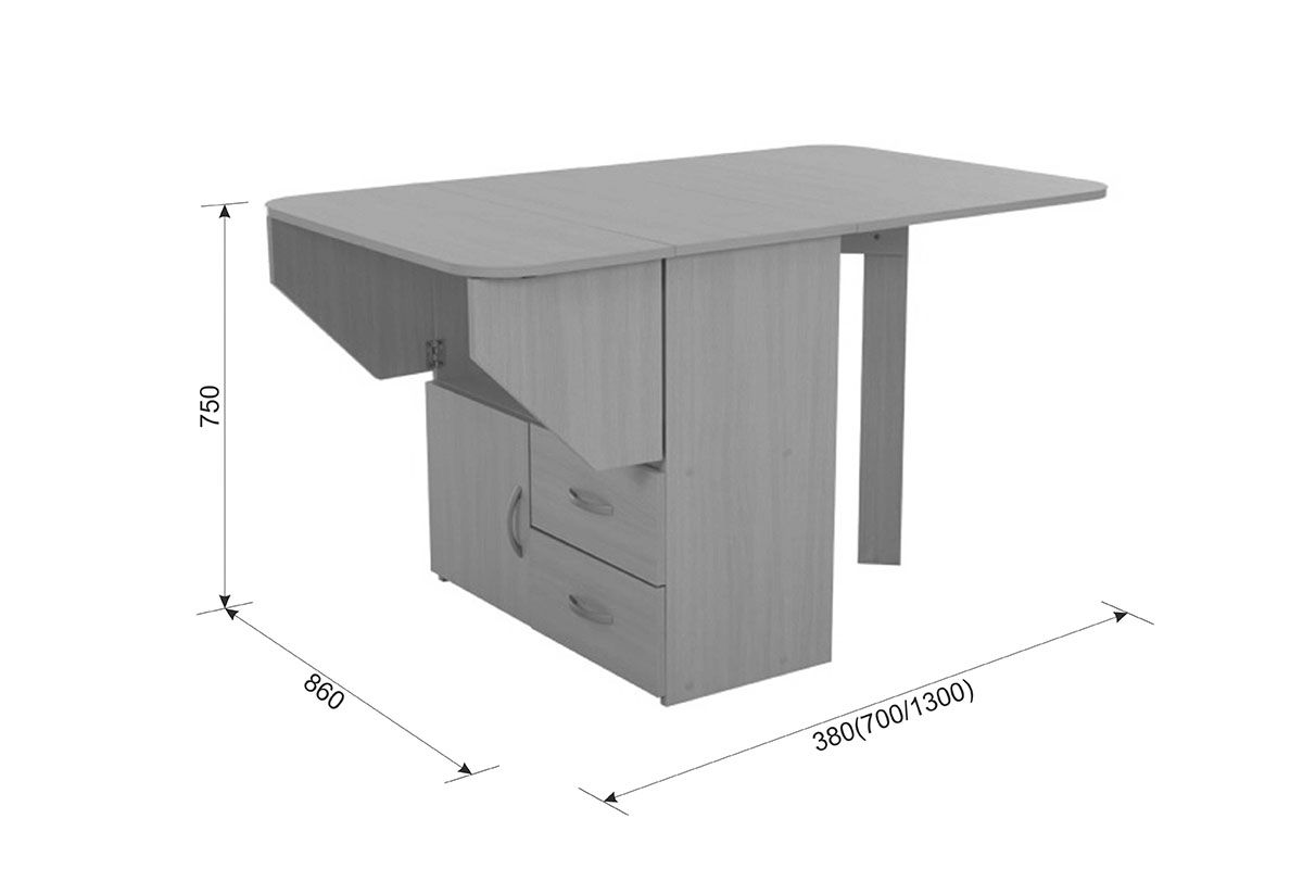 Схема стола тумбы Эмсон с габаритными размерами