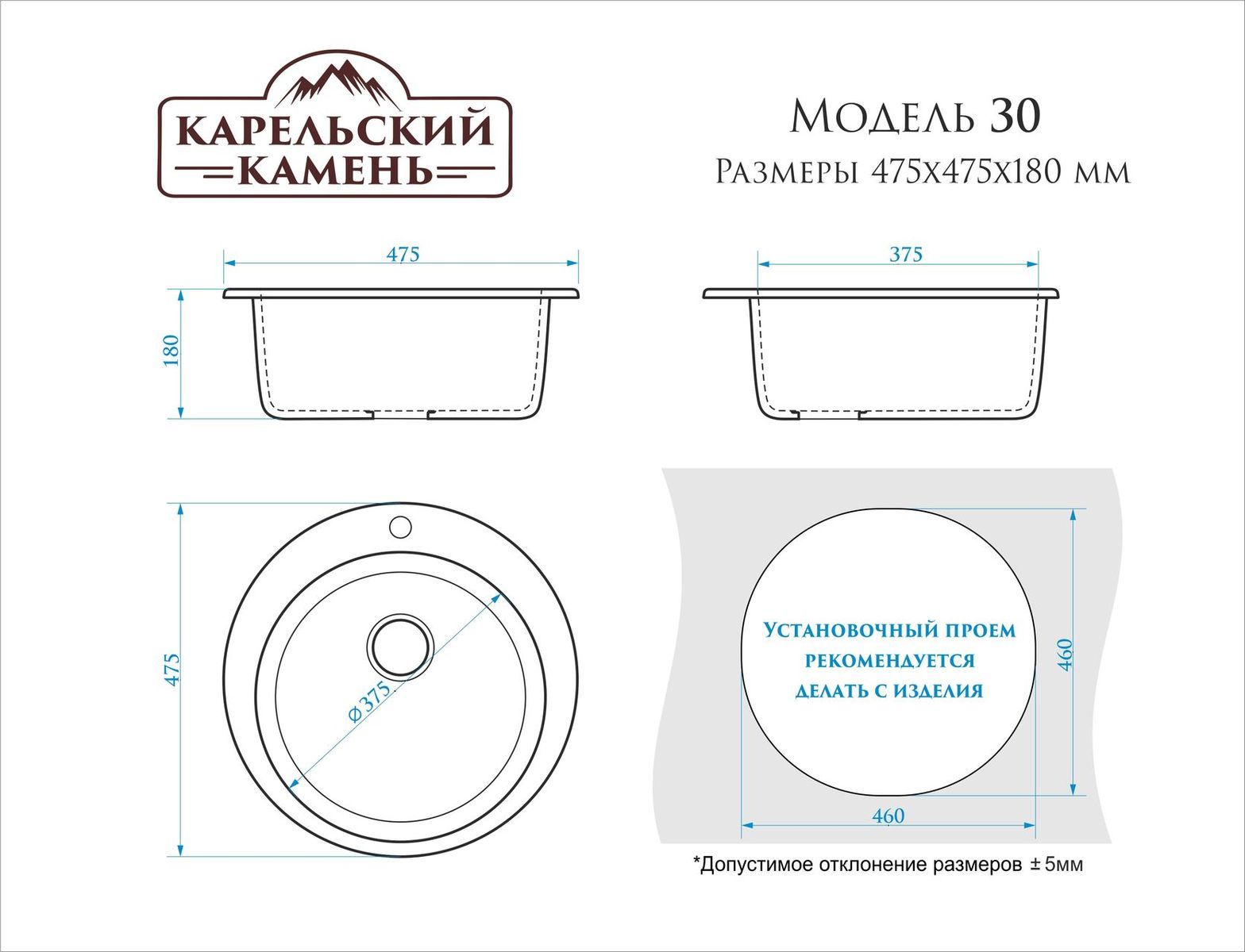 Схема каменной мойки Z30 с размерами