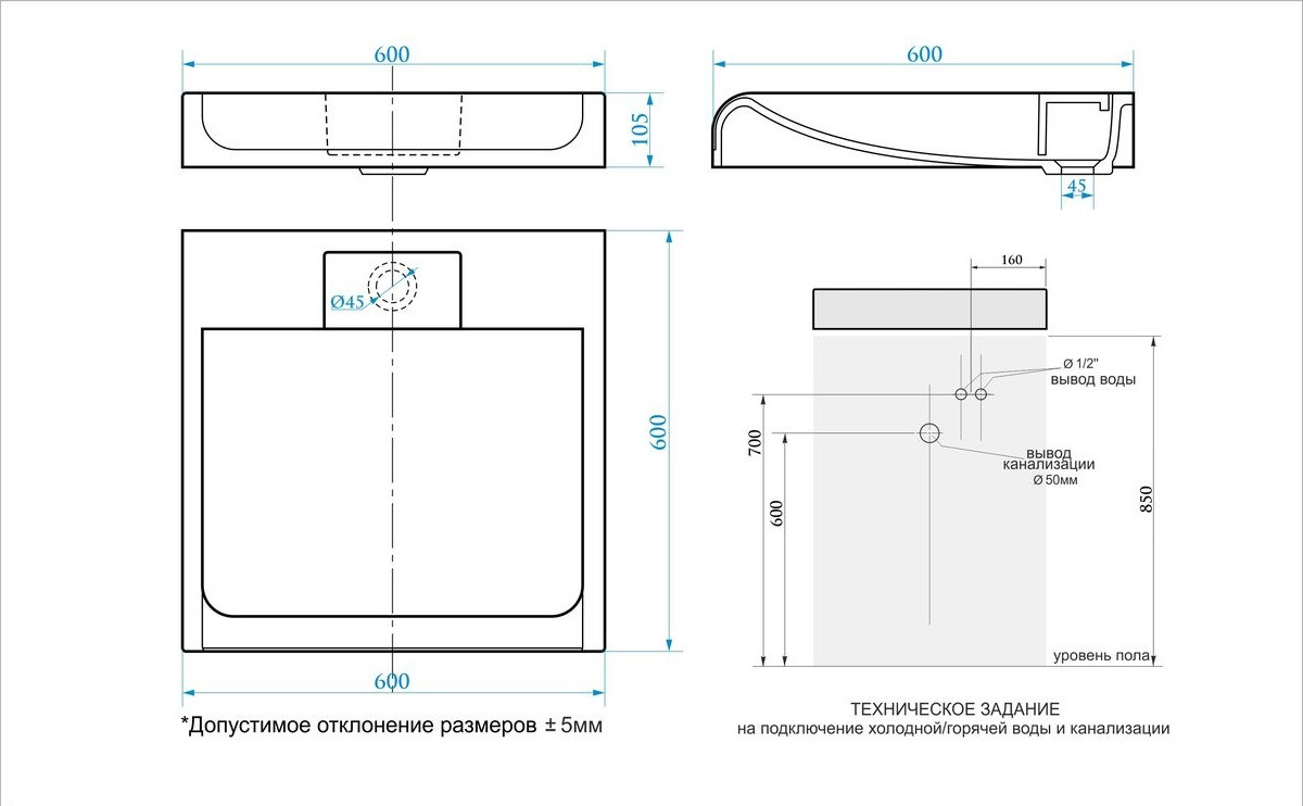 Схема раковины Аврора на стиральную машину