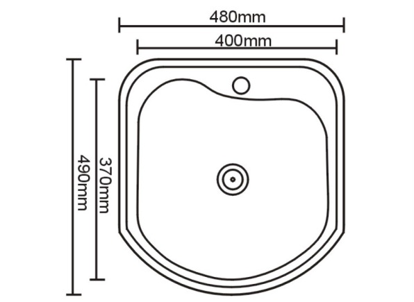 Схема нержавеющей мойки 49х49 см с размерами